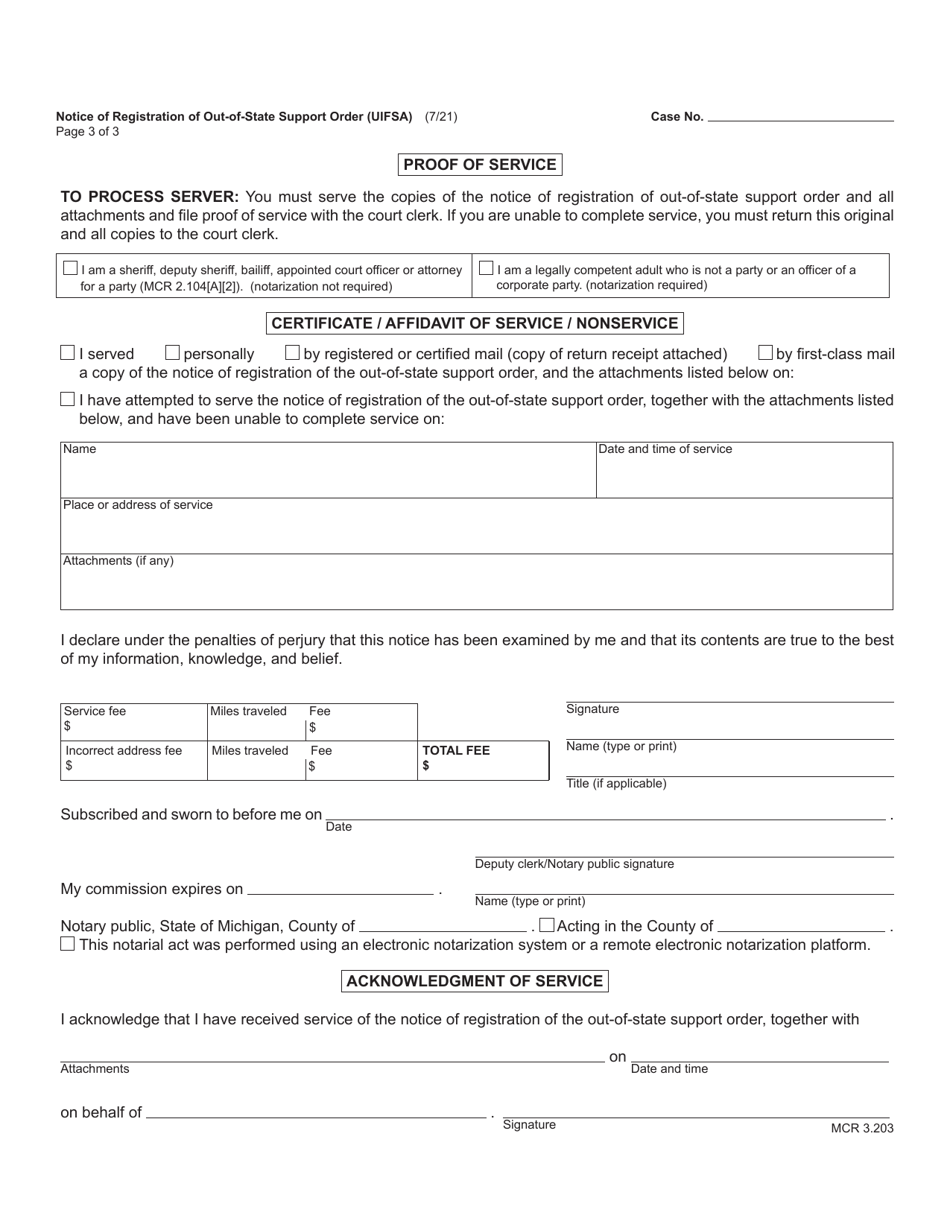 Form FOC30 Notice of Registration of Out-of-State Support Order (Uifsa) - Michigan, Page 3