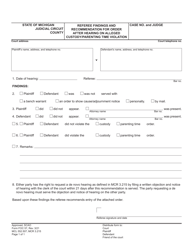Document preview: Form FOC57 Referee Findings and Recommendation for Order After Hearing on Alleged Custody/Parenting Time Violation - Michigan