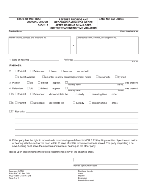 Form FOC57  Printable Pdf