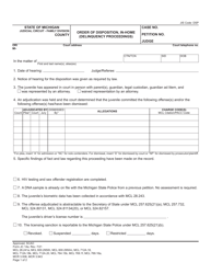 Form JC14A Order of Disposition, in-Home (Delinquency Proceedings) - Michigan