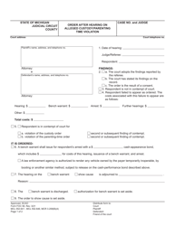 Form FOC58 &quot;Order After Hearing on Alleged Custody/Parenting Time Violation&quot; - Michigan