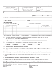 Form JC71 &quot;Judgment of Sentence/Commitment to Jail (Designated Case)&quot; - Michigan