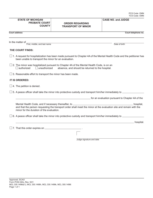 Form PCM240O  Printable Pdf