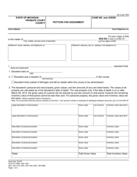 Document preview: Form PC556M Petition for Assignment - Michigan