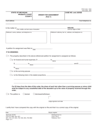 Document preview: Form PC556O Order for Assignment - Michigan