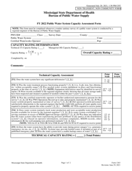 Form 1263 Capacity Assessment/Inspection Form for Non-transient Non-community Systems - Mississippi