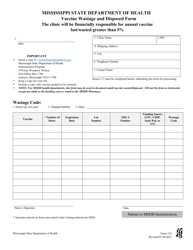 Form 132 &quot;Vaccine Wastage and Disposed Form&quot; - Mississippi