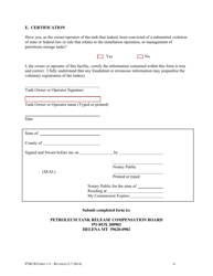 PTRCB Form 1-V Application for Voluntary Registration of Petroleum Storage Tanks - Montana, Page 4