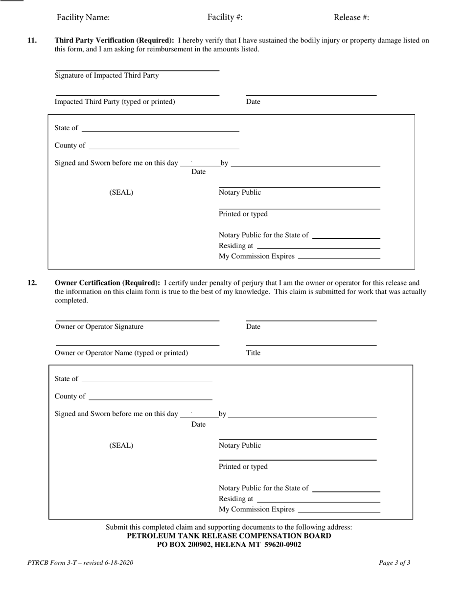 PTRCB Form 3-T Claim for Reimbursement - Third Party Bodily Injury or Property Damage - Montana, Page 3