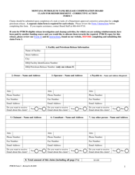 PTRCB Form 3 &quot;Claim for Reimbursement - Corrective Action&quot; - Montana