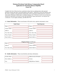 PTRCB Form 1-R Application for Petroleum Release Eligibility - Montana