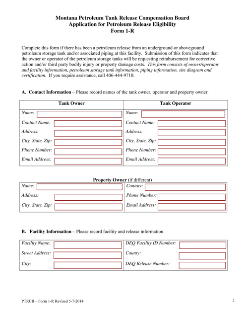 PTRCB Form 1-R  Printable Pdf