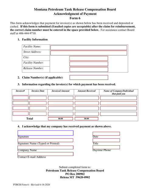 PTRCB Form 6  Printable Pdf