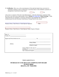 PTRCB Form 1-T Transfer of Petroleum Release Eligibility - Montana, Page 2