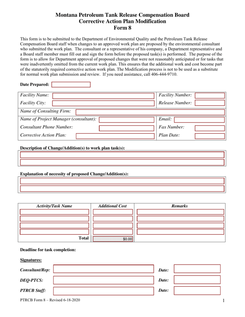 PTRCB Form 8 - Fill Out, Sign Online and Download Fillable PDF, Montana ...