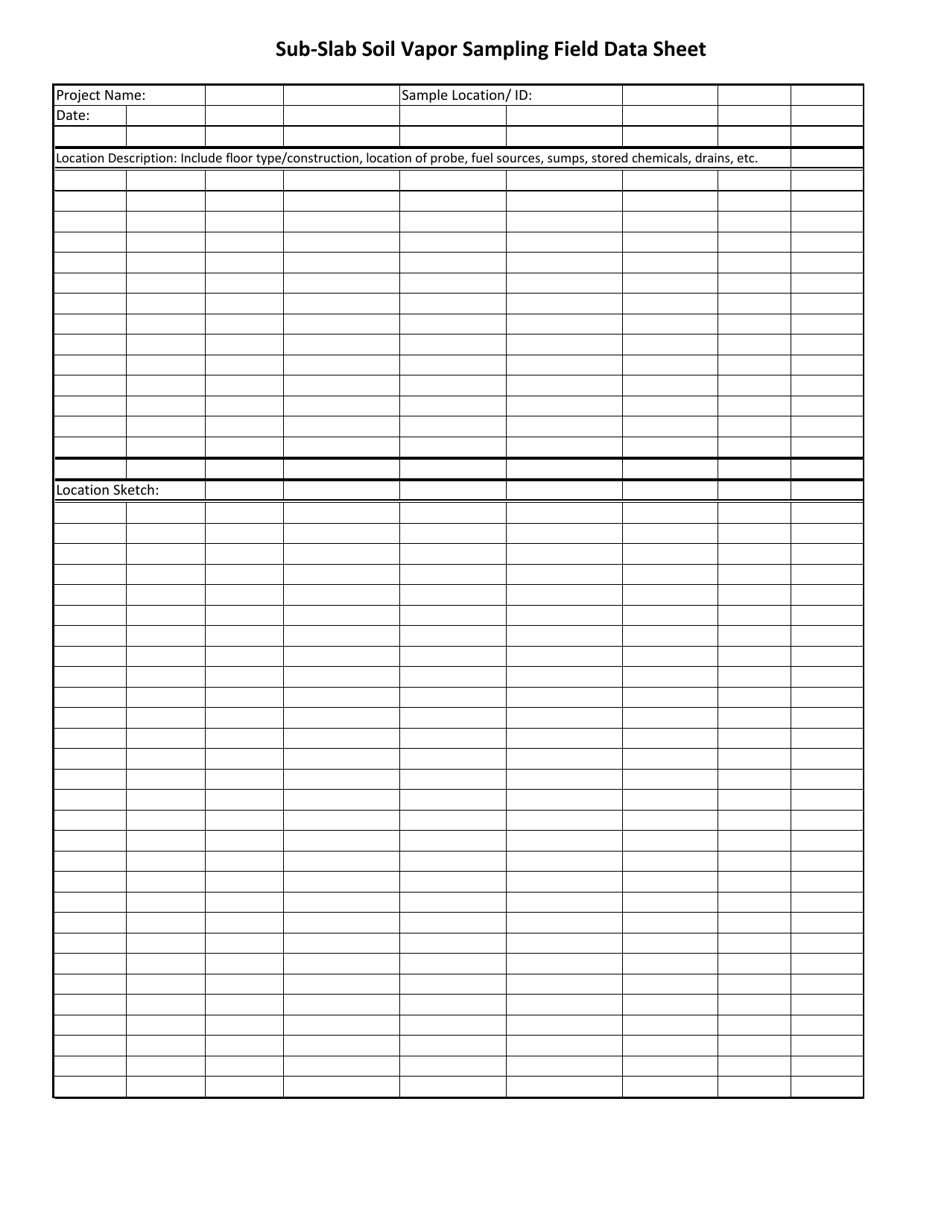 Montana Sub-slab Soil Vapor Sampling Field Data Sheet - Fill Out, Sign ...