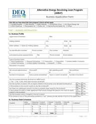 Document preview: Business Application Form - Alternative Energy Revolving Loan Program (Aerlp) - Montana
