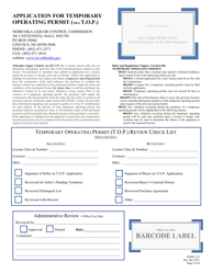 Form 125 Application for Temporary Operating Permit (Aka T.o.p.) - Nebraska