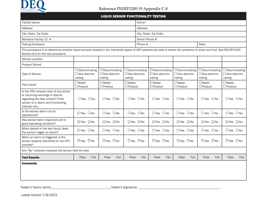 Appendix C-8 Liquid Sensor Functionality Testing - Montana, Page 1