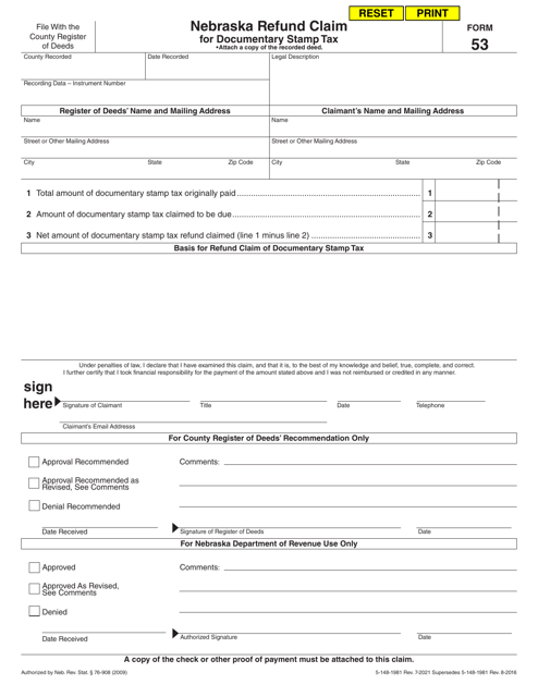 Form 53  Printable Pdf