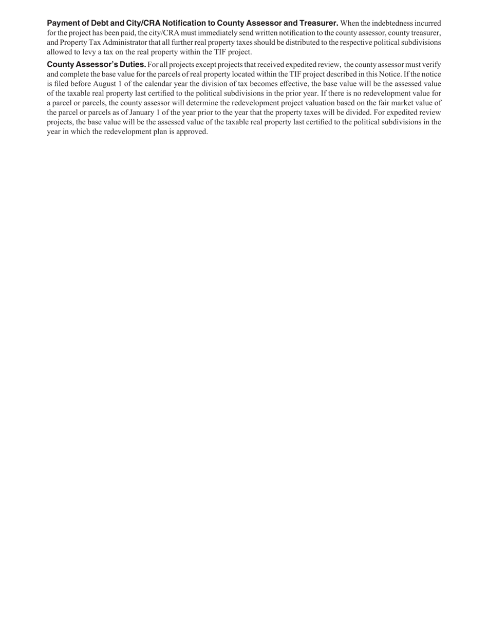 Notice to Divide Tax for Community Redevelopment Project Tax Increment Financing (Tif) Project - Nebraska, Page 3