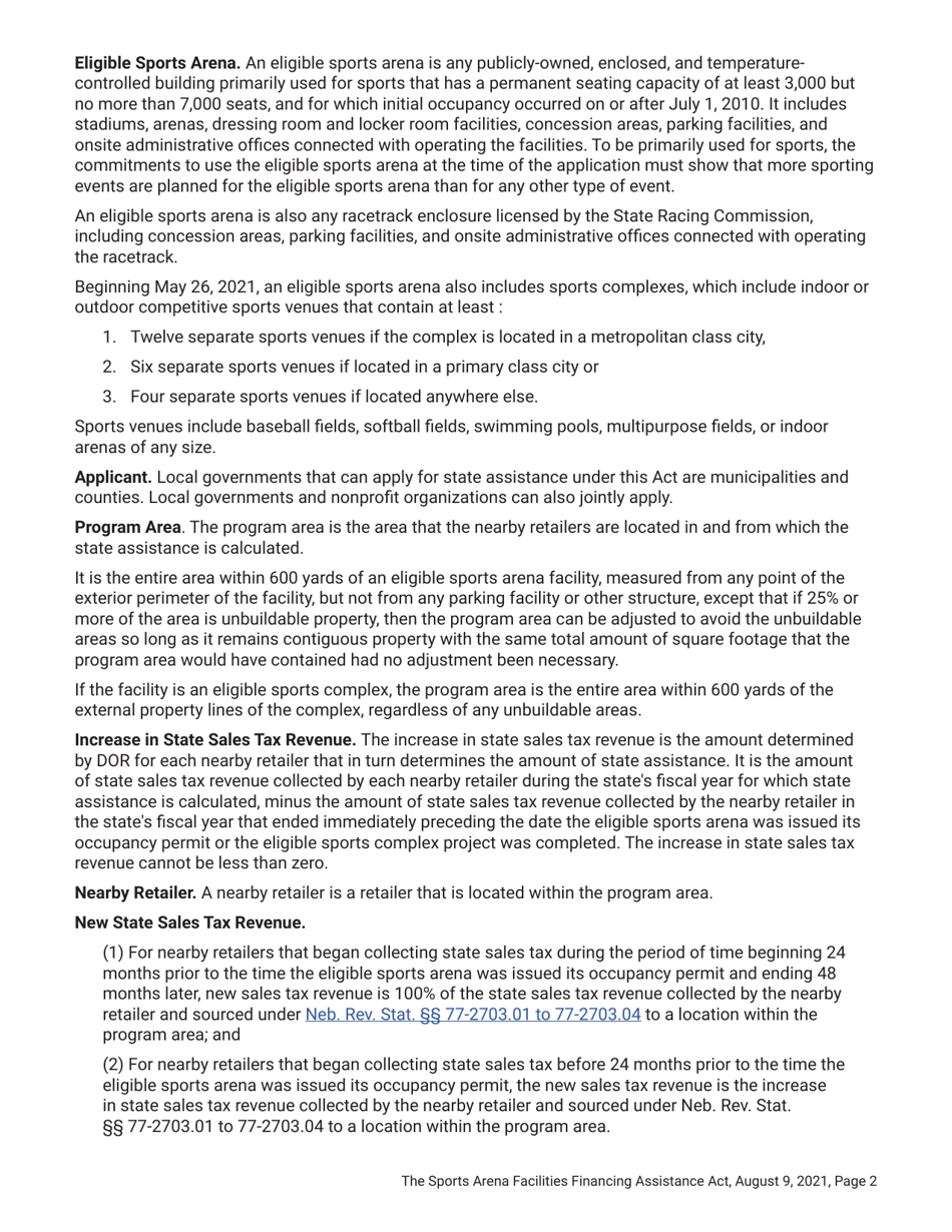 Nebraska Sports Arena Facilities Financing Assistance Application Checklist - Nebraska, Page 2