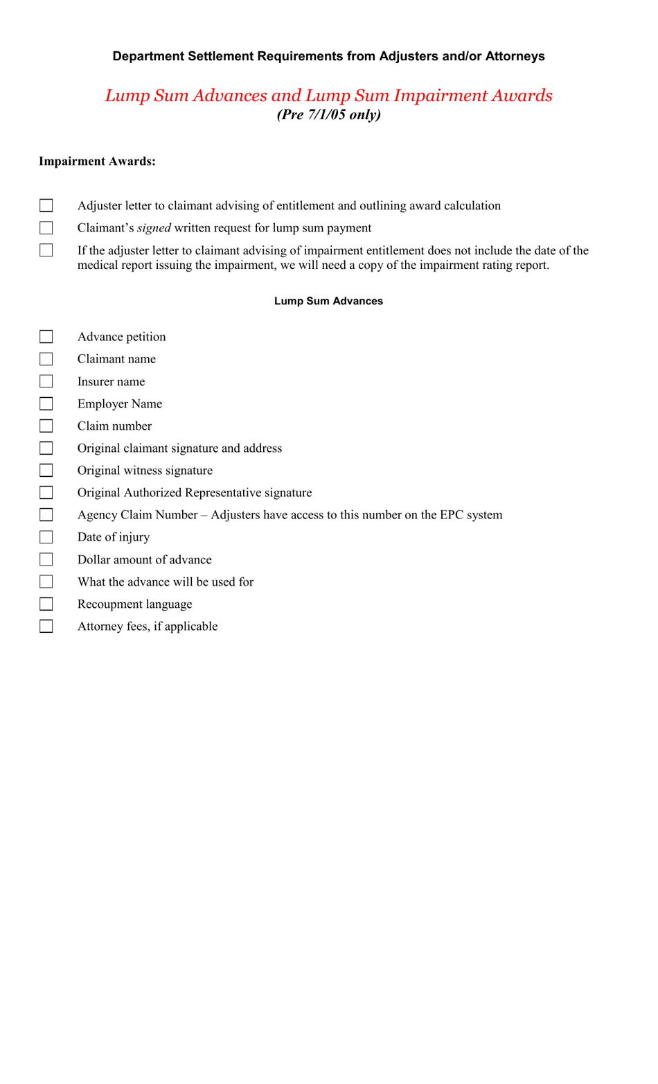 Petition for Advance  Checklist for Advance Requirements - Montana, Page 2