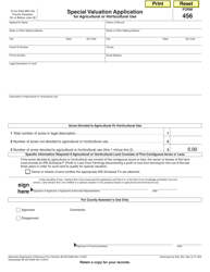 Form 456 Special Valuation Application for Agricultural or Horticultural Use - Nebraska