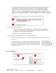 Instructions - Applying for a Harassment Restraining Order - Minnesota, Page 10