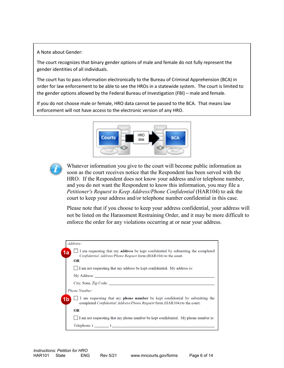 Instructions - Applying for a Harassment Restraining Order - Minnesota, Page 6