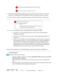 Instructions - Applying for a Harassment Restraining Order - Minnesota, Page 9