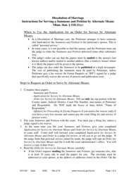 Instructions for Serving a Summons and Petition by Alternate Means - Minnesota