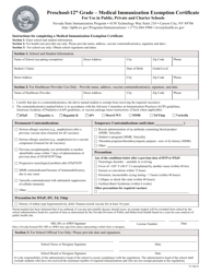 Document preview: Preschool-12th Grade - Medical Immunization Exemption Certificate - Nevada