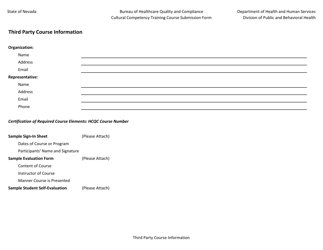 Cultural Competency Training Course Submission Form - Nevada, Page 3