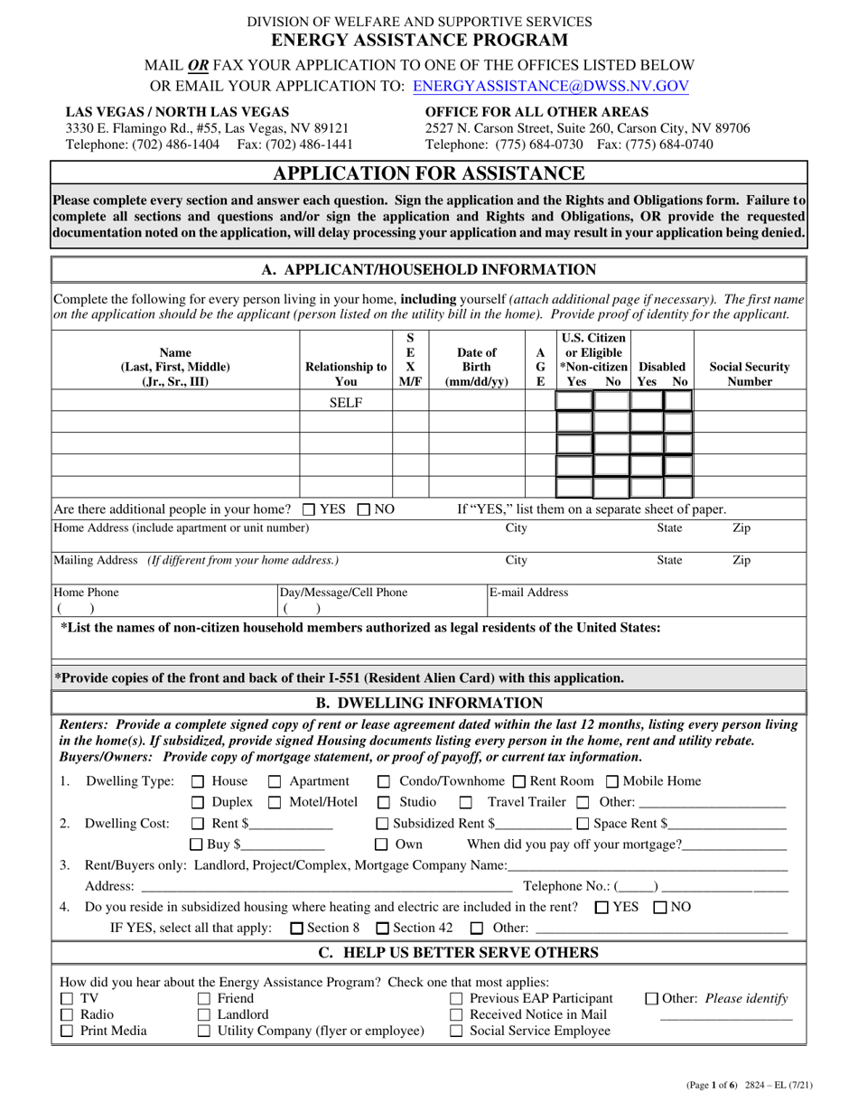 Form 2824-EL Energy Assistance Application - Nevada, Page 4