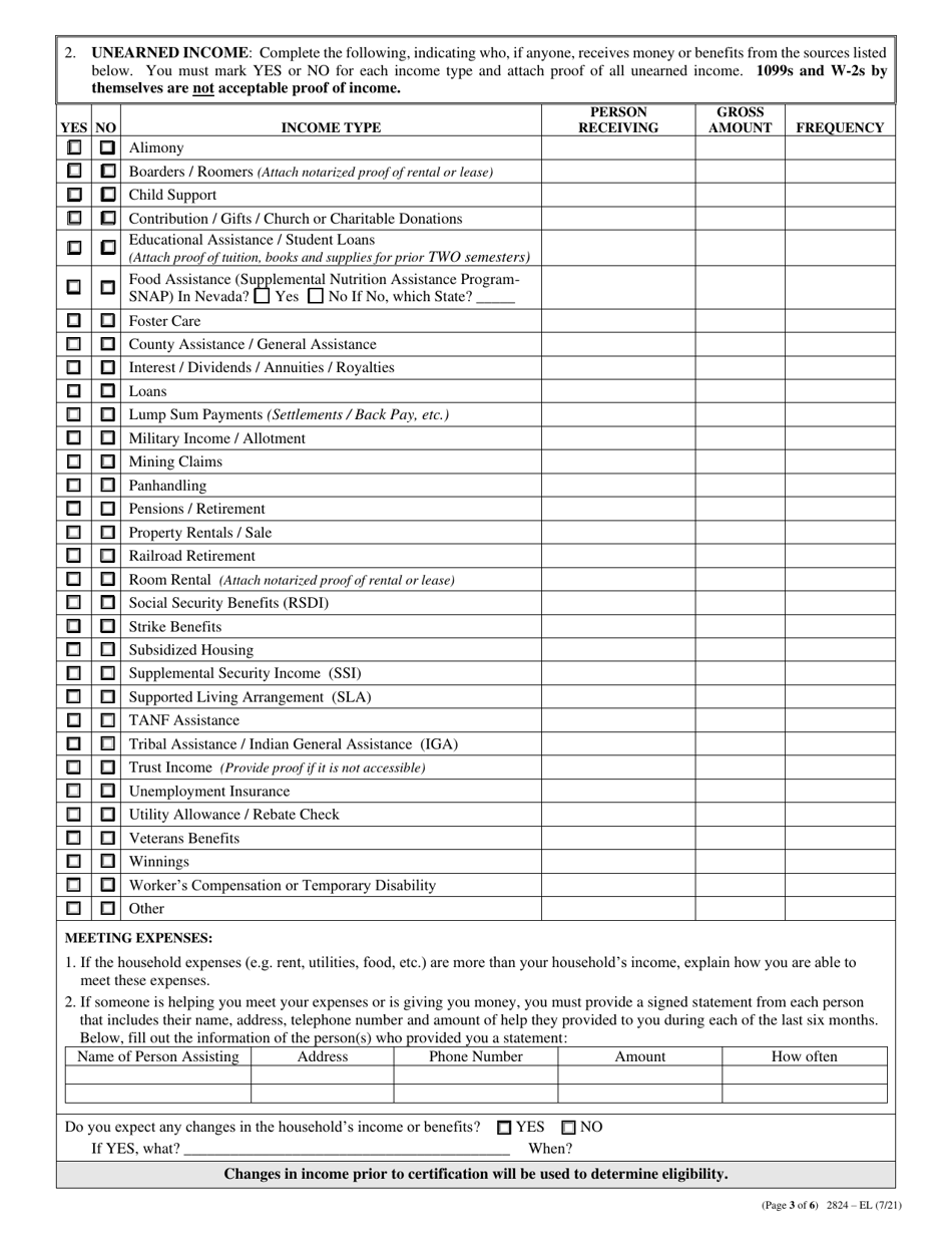 Form 2824-EL Energy Assistance Application - Nevada, Page 6