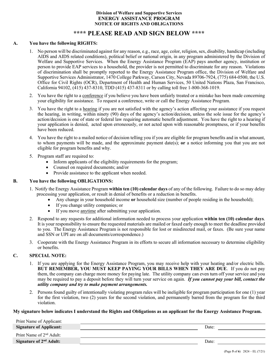 Form 2824-EL Energy Assistance Application - Nevada, Page 8