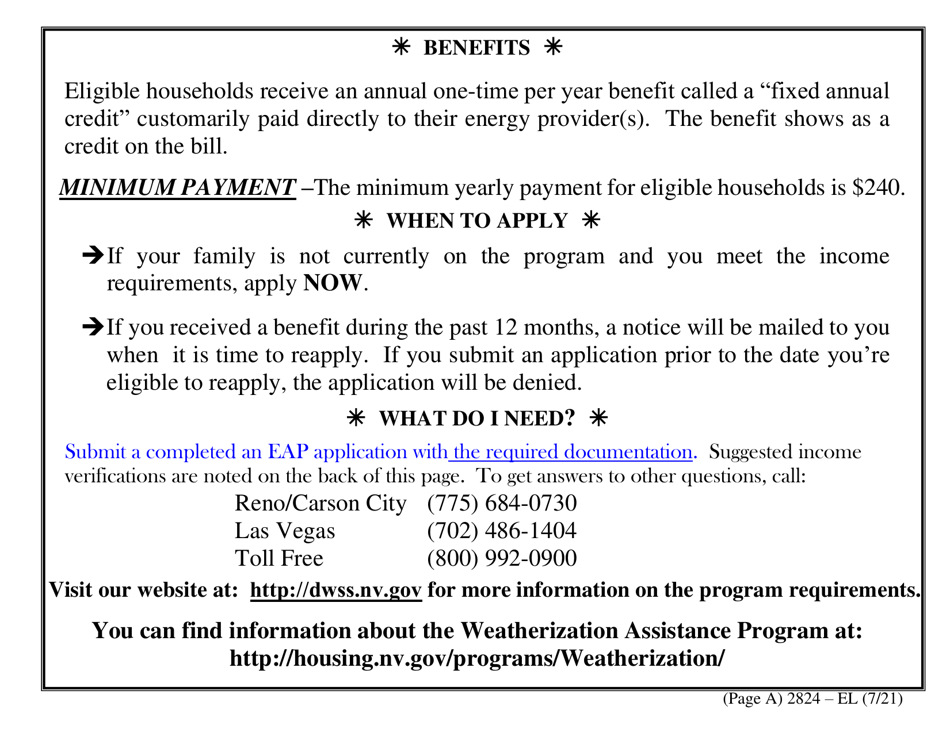 Form 2824-EL LP Energy Assistance Application - Large Print - Nevada, Page 5