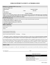Form 4077-EC Child Support Payment Authorization - Nevada