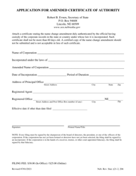 Application for Amended Certificate of Authority - Nebraska