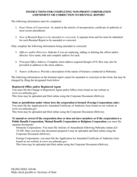 Amendment or Correction to Non-profit Corporation Biennial Report - Nebraska, Page 2