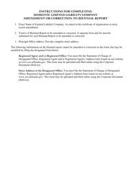 Amendment or Correction to Domestic Limited Liability Company Biennial Report - Nebraska, Page 2