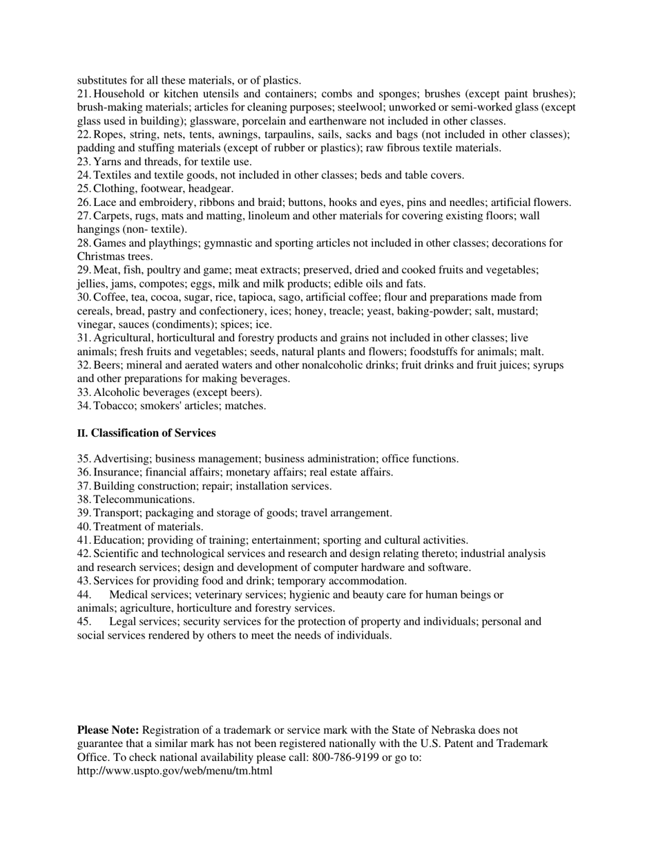Trademark or Service Mark Application - Nebraska, Page 3