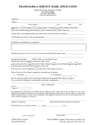 Document preview: Trademark or Service Mark Application - Nebraska