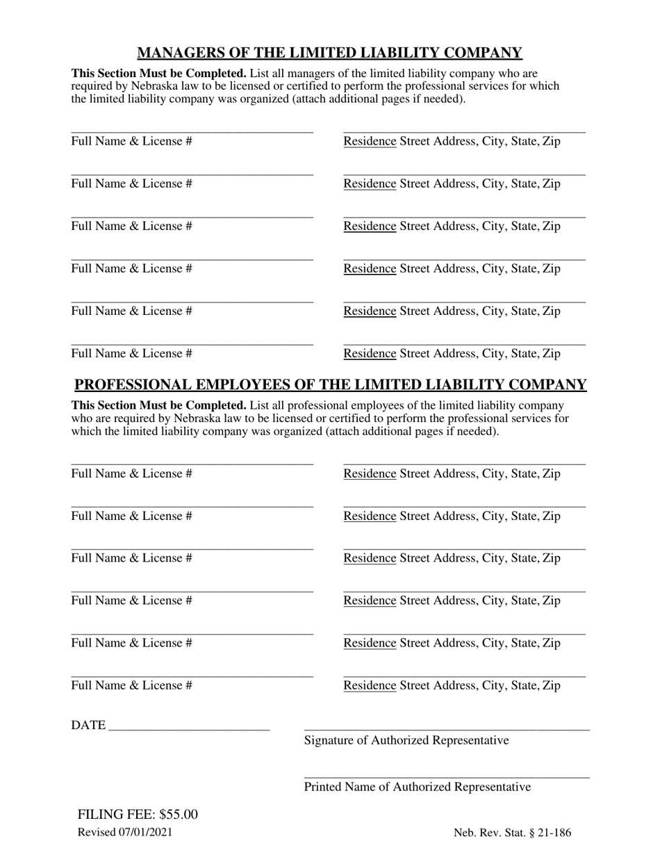 Application for Electronic Access of Records - Limited Liability Companies Providing Health Related Professional Services or Licensed by the Board of Engineers and Architects - Nebraska, Page 2