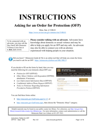 Document preview: Form OFP101 Instructions - Asking for an Order for Protection (Ofp) - Minnesota