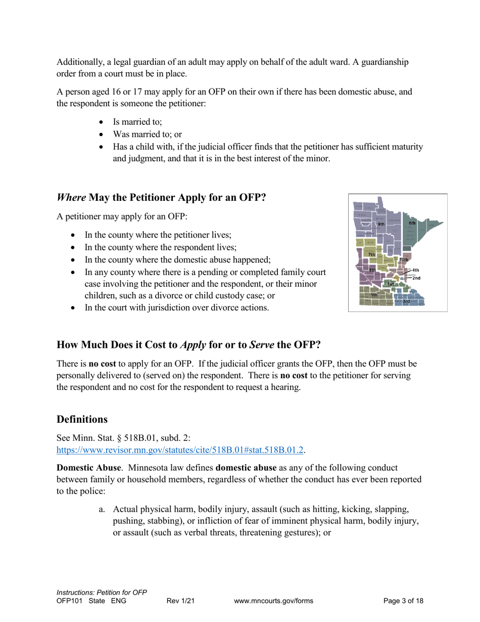 Form OFP101 Instructions - Asking for an Order for Protection (Ofp) - Minnesota, Page 3