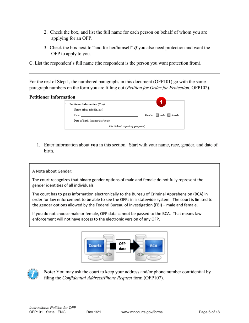 Form OFP101 Instructions - Asking for an Order for Protection (Ofp) - Minnesota, Page 6