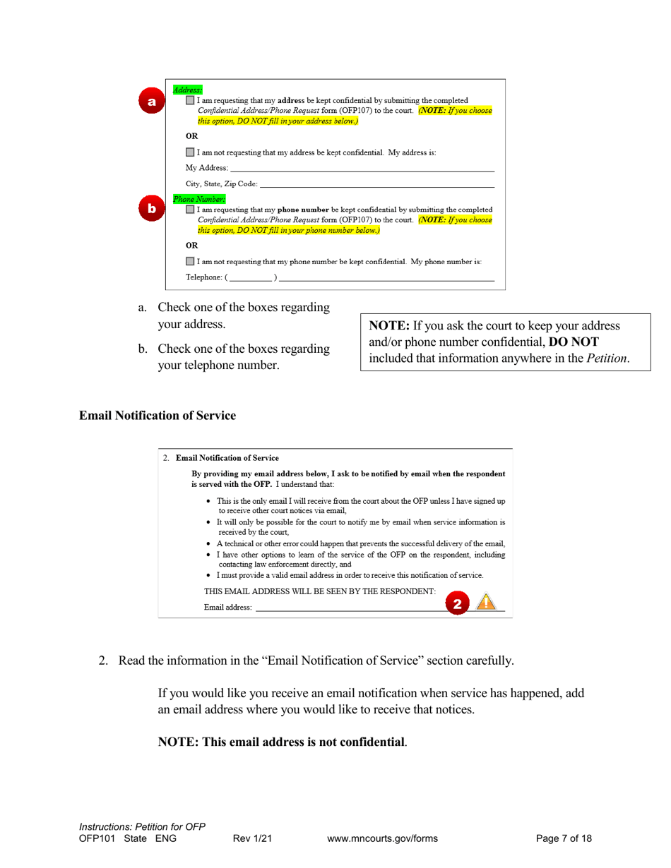 Form OFP101 Instructions - Asking for an Order for Protection (Ofp) - Minnesota, Page 7