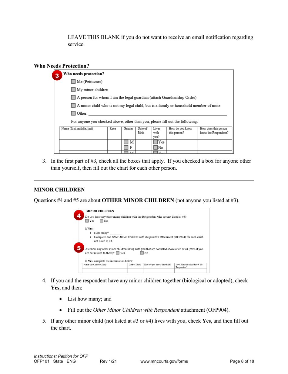Form OFP101 Instructions - Asking for an Order for Protection (Ofp) - Minnesota, Page 8